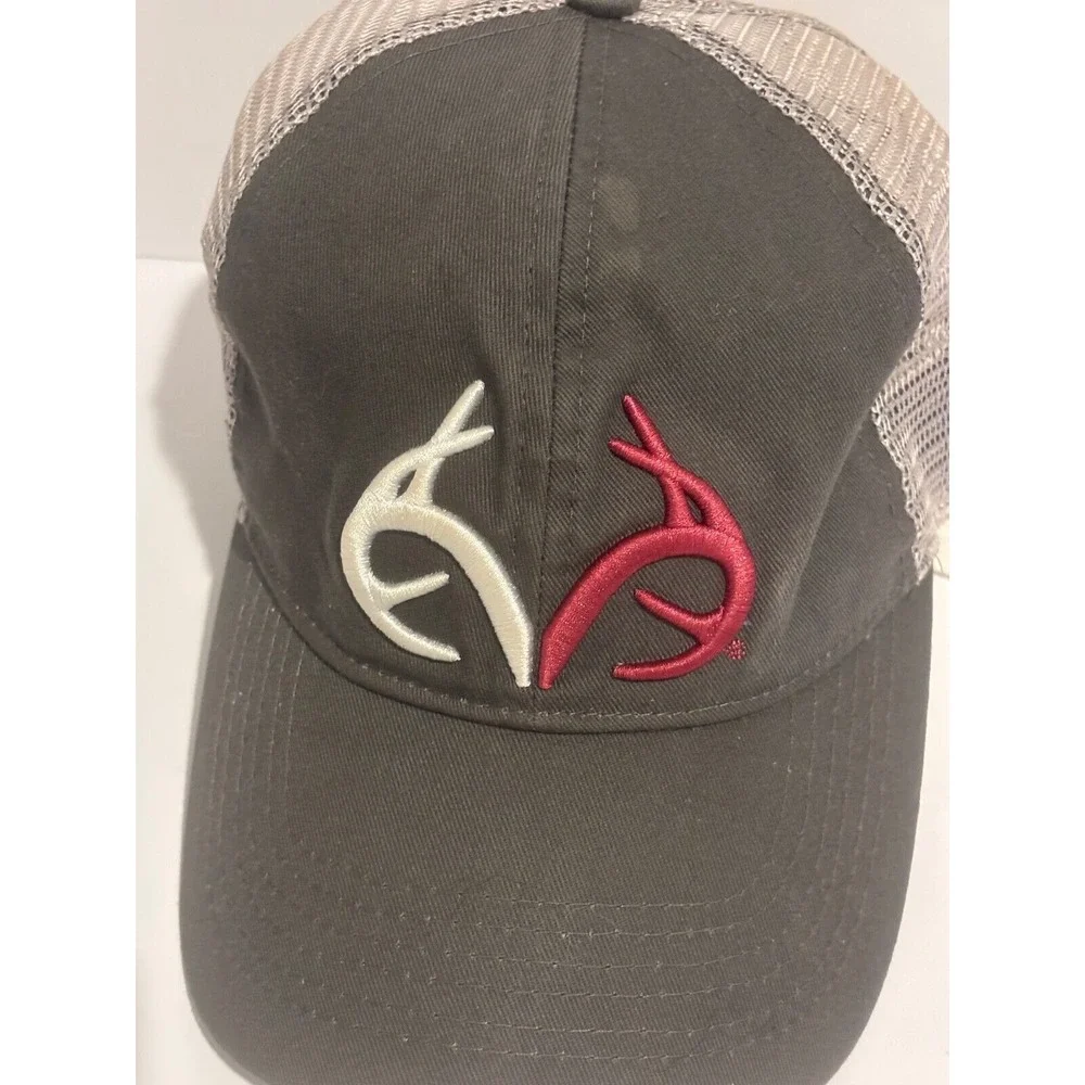 Realtree Trucker Baseball Cap Hat Snapback Mesh Hunting Embroider Buck Grey Pink